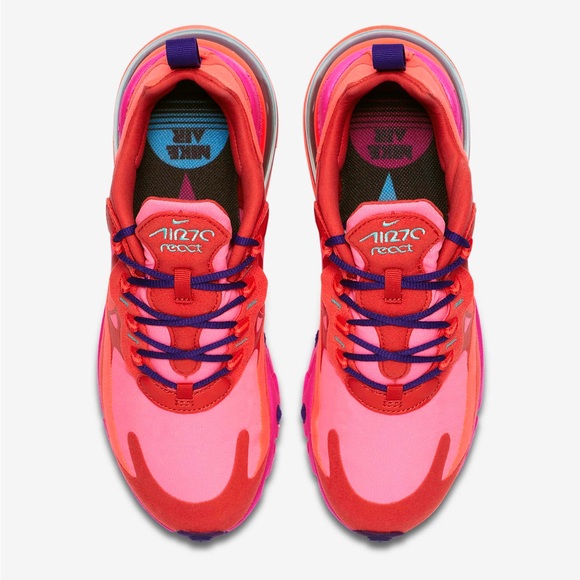 Nike Air Max 270 React in Mystic Red/Pink Blast/Habanero Red/Bright Crimson SZ 9 - Picture 4 of 15